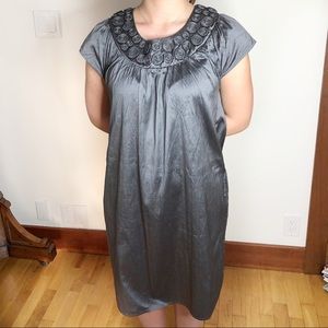 Calypso St. Barth Grey Silk Shantung Dress - M